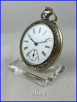 Pocket Watch Langendorf Watch Co. Hand Wound With Decorated Case, Works