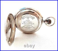 Pocket Watch Remontoir 15 Rubies Dial Porcelain Case Silver 51mm 1900c Working