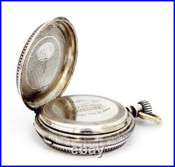 Pocket Watch STEMMWINDER Hunter 15 Jewels Dial Porcelain Case Silver Working