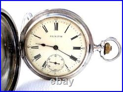 Pocket Watch ZENITH Hunter Grand Prix Paris Case Silver 53mm Circa 1905 Working