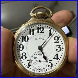 Pocket watch Illinois 21 Jewel bunn special case model 28, 161 movement runs and
