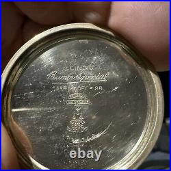 Pocket watch Illinois 21 Jewel bunn special case model 28, 161 movement runs and