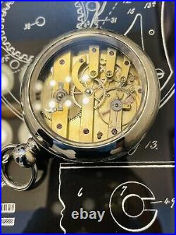 Pocket watch display case swiss movement Key Wind on a 59mm Case
