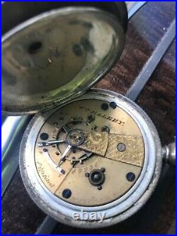 Presented! Silver Waltham Wm Ellery Pocket Watch Size 18s Key Wind Hunter Case