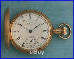 RARE 1886 TWO-TONE CHECKERBOARD Aurora SOLID 14K GOLD Hunting Case Pocketwatch