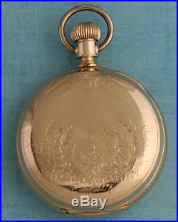 RARE 1886 TWO-TONE CHECKERBOARD Aurora SOLID 14K GOLD Hunting Case Pocketwatch