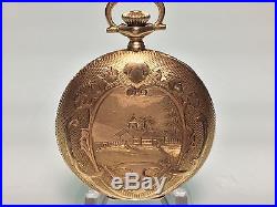 RARE 1920's WALTHAM 14K 585/1000 SOLID GOLD ROY CASE 12s HUNTER POCKET WATCH