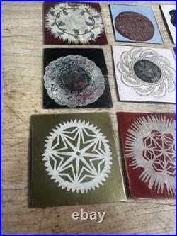 RARE Antique Lot Of 12 Personalized Decorative Pocket Watch Case Papers