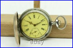 RARE Swiss Antique Mechanical Pocket Watch DIOGENE 15 Jewels Silver Case 0,800