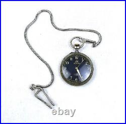 RARE VIALUX POCKET WATCH INCABLOCK SWISS MADE SILVER CASE 1950s MANUAL WINDING