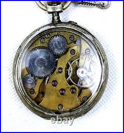 RARE VIALUX POCKET WATCH INCABLOCK SWISS MADE SILVER CASE 1950s MANUAL WINDING