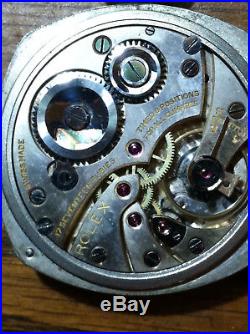 ROLEX Pocket Watch Chronometer 17J 6 Pos Goldfilled Cushion Case + GF Chain HTF
