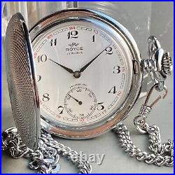 ROYCE vintage pocket watch silver hunter case manual mechanical works from Japan