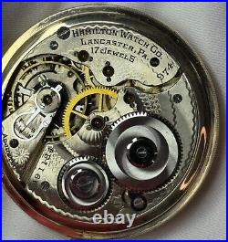 Rare 1929 Hamilton Grade 974 Special Mod 2 16s 17j Pocket Watch Fahy 10K GF Case