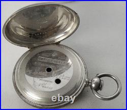 Rare 56.5mm 18's Coin Silver Hunting Case Paul Breton Pocket Watch K/W No Movt
