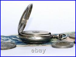 Rare Antique Hebdomas 8 Days Pocket Watch Silver (0,800) Case 1920s Top
