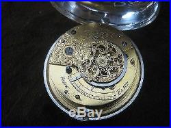 Rare Antique PALMER CLARE Verge Fusee Pair Case Open Face Silver Pocket Watch