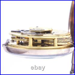 Rare Antique Verge Fusee Pair Case Pocket Watch CA1810s with Diamond Endstones