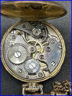 Rare Antique Wadsworth Referee Case Combine Watch Co Swiss Watch With Chain