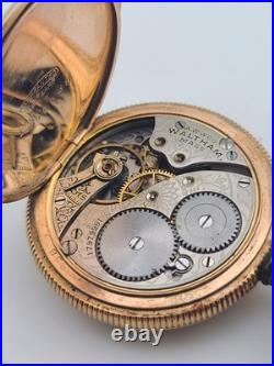 Rare Antique Waltham 12s Pocket Watch 7J Gold Filled 25yr Case C1910 Running