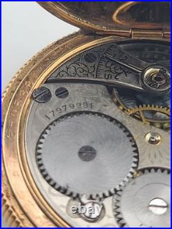 Rare Antique Waltham 12s Pocket Watch 7J Gold Filled 25yr Case C1910 Running