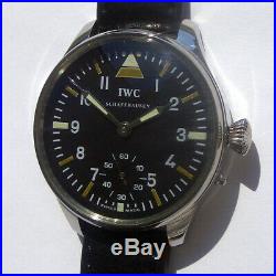 Rare Big Military IWC Schaffhausen Swiss Watch Steel Case Aviator Pilots WW2