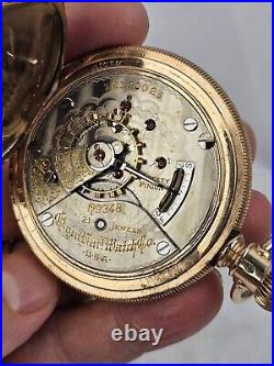 Rare Elgin Grade 348 21 J RR Pocket Watch Gold Filled Hunter Case Working