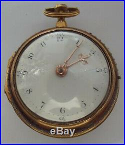 Rare Fine Mint Watch Under Painted Horn Pair Case Verge Fusee Working C1790