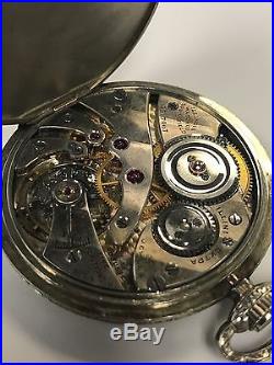 Rare Illinois illini 539 extra solid 18k white gold case chain pocket watch 13 s