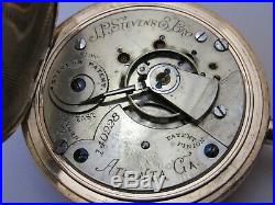 Rare J. P. Stevens Atlanta Ga 18 Size Hunter Case Pocket Watch Aurora Movement