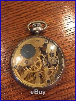 Rare New England Watch Company Skeleton Watch In Factory Glass Back Case