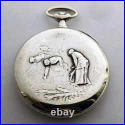 Rare Swiss ANTIQUE Silver (0.900) CASE Pocket watch OMEGA wheat harvest