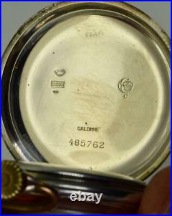 Rare antique Galonné silver case pocket watch c1900, fancy enamel dial