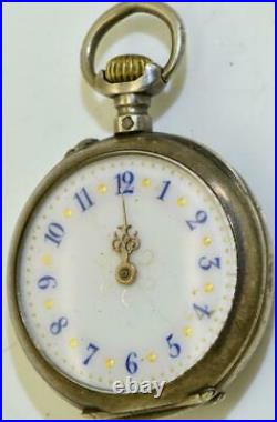 Rare antique ladies silver engraved case pocket watch c1900. LeCoultre caliber
