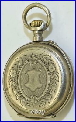 Rare antique ladies silver engraved case pocket watch c1900. LeCoultre caliber