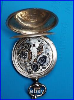 Rare carved black silver case Antique Vintage Pocket watch is running smoothly