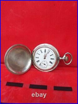 Remontoir Vintage Pocket Watch Silver Full Hunter Case 15 Rubis