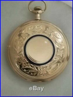 Rockford 0/12S. (1911) RARE 15 jewels Winona 14K gold filled blue enameled case