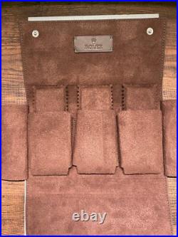 Rolex Brown Leather Triple Pocket Watch Travel Case Pouch VIP Gift