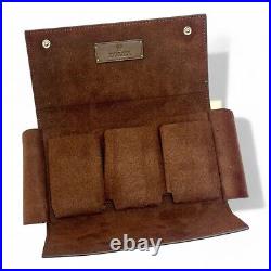 Rolex Brown Leather Triple Pocket Watch Travel Case VIP Gift