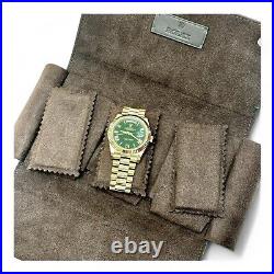 Rolex Brown Leather Triple Pocket Watch Travel Case VIP Gift