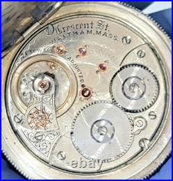 SB8 Waltham Crescent St. 21J Pocket Watch 1892 Coin Silver Fahys Case Railroad