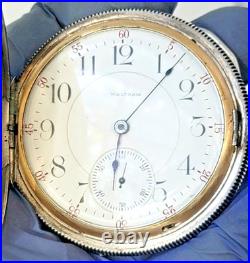 SB8 Waltham Crescent St. 21J Pocket Watch 1892 Coin Silver Fahys Case Railroad