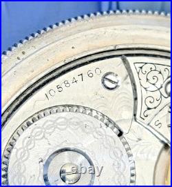 SB8 Waltham Crescent St. 21J Pocket Watch 1892 Coin Silver Fahys Case Railroad