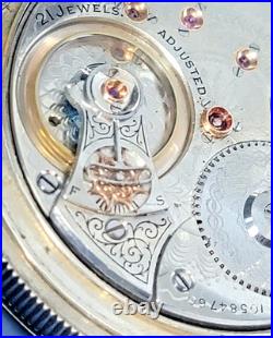 SB8 Waltham Crescent St. 21J Pocket Watch 1892 Coin Silver Fahys Case Railroad