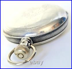 SB8 Waltham Crescent St. 21J Pocket Watch 1892 Coin Silver Fahys Case Railroad