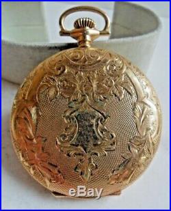 SOLID 14k Gold Antique 1917 Waltham 17J Hunter's Case Pocket Watch Model 1894