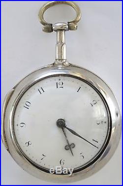 Spectacular Irish Silver Pair Case Verge Fusee Antique Pocket Watch 1771
