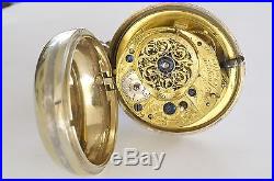 Spectacular Irish Silver Pair Case Verge Fusee Antique Pocket Watch 1771