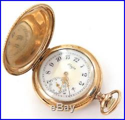 SUPER RARE ONLY 7,000 MADE 1907 ELGIN 0S 11J POCKET WATCH With 14K GOLD CASE